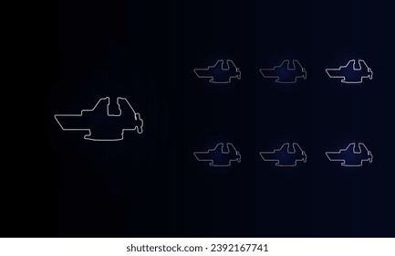 A set of neon vise symbols. Set of different color symbols, faint neon glow. Vector illustration on black background