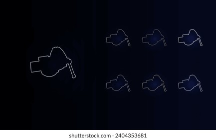 A set of neon vise symbols. Set of different color symbols, faint neon glow. Vector illustration on black background