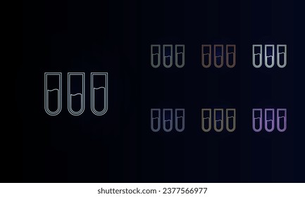 A set of neon water game symbols. Set of different color symbols, faint neon glow. Vector illustration on black background