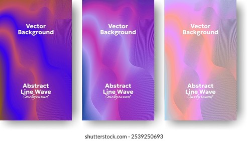 Set of Neon Wave Gradient Background, Tech Neon Wave Background, Light Background, Light Technologhy Background. High Quality Vector Illustration