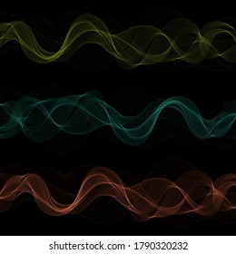 Set of neon waves. Vector graphics