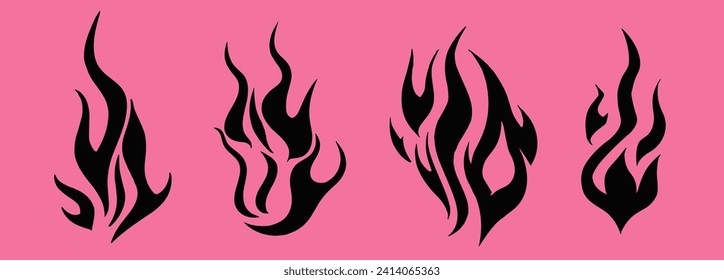 Set of neo-tribal flame shapes for flash tattoos or sticker designs.