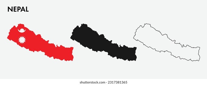Set of Nepal map isolated on white background, vector illustration design