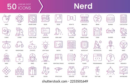 Set of nerd icons. Gradient style icon bundle. Vector Illustration