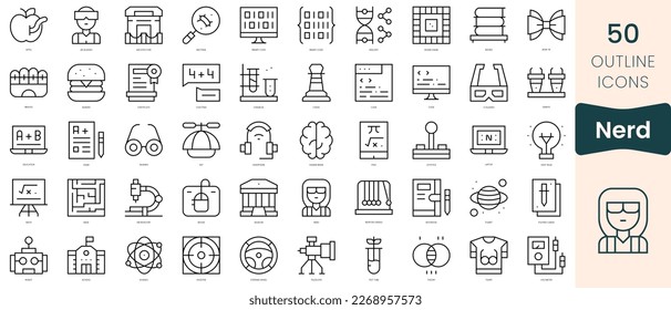 Set of nerd icons. Thin linear style icons Pack. Vector Illustration