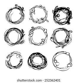 set of nest.round frame. background.vector