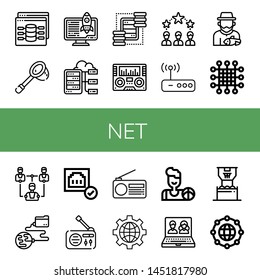 Set of net icons such as Web, Net, Server, Servers, Radio, Networking, Router, Fisherman, Network, Global network, Connected, Internet, Basketball, Online, Worldwide , net