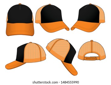 Set Net Trucker Baseball Cap Vector
: Black / Orange