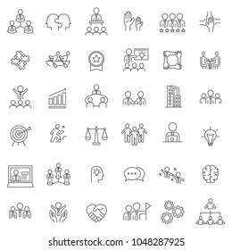 set of net working peopple with thin line icon and modern concept use for pictogram or presentation asset, editable stroke, teamwork organization