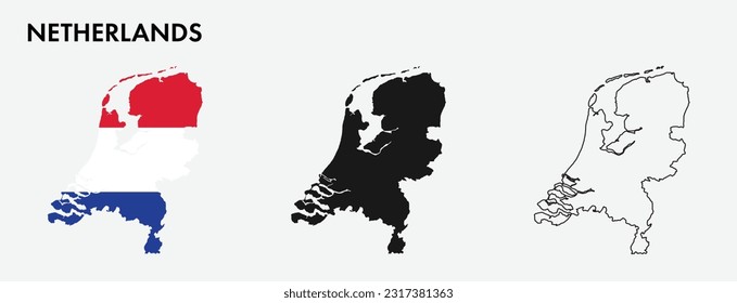 Set of Netherlands map isolated on white background, vector illustration design