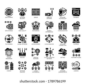 Set of network analysis thin line and pixel perfect icons for any web and app project. 