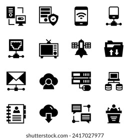 Set of Network and Communication in Solid Icons


