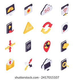 Set of Network and Management Isometric Icons


