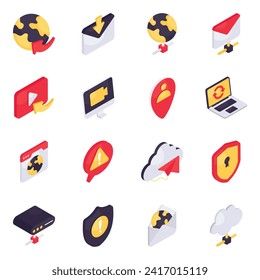 Set of Network Technology Isometric Icons

