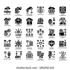 Set of Network Technology thin line and pixel perfect icons for any web and app project. 