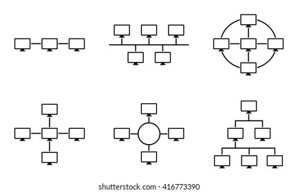 Set of network topology internet connection vector illustration