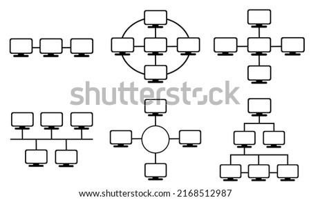 Set of network topology internet connection vector illustration