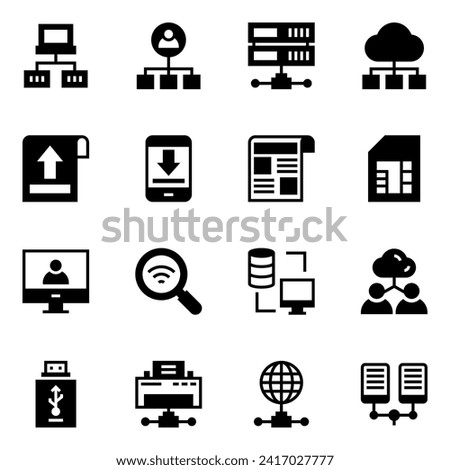 Set of Networks in Solid Icons

