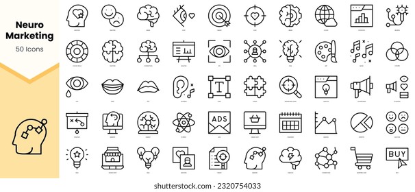 Set of neuromarketing Icons. Simple line art style icons pack. Vector illustration