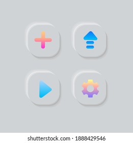 Set Of Neuromorphic User Interface Buttons Vector Design