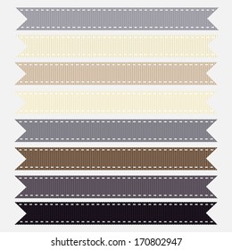 Set of Neutral Grosgrain Ribbons. Vector Illustration. Also see other color sets. 