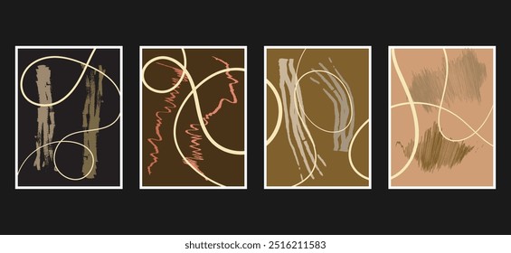 Set of Neutrals abstract geometry, creative minimalist hand drawn illustration, abstract painting, geometric design, vintage grunge textured design, modern art geometry.