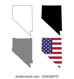 Set of Nevada map shape, united states of america. Flat concept icon symbol vector illustration .