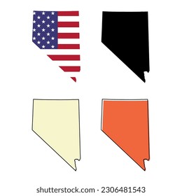 Set of Nevada map shape, united states of america. Flat concept icon symbol vector illustration .