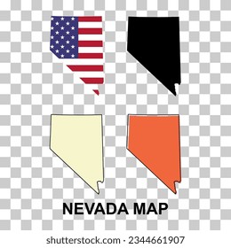 Set of Nevada map shape, united states of america. Flat concept icon symbol vector illustration .