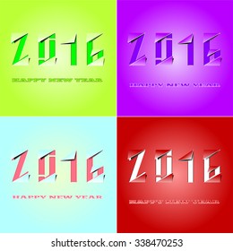 Set of new 2016 year greeting card.