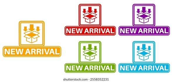 Set new arrival labels. new comer symbol sticker design template Vector illustration