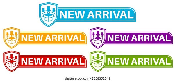 Set new arrival labels. new comer symbol sticker design template Vector illustration