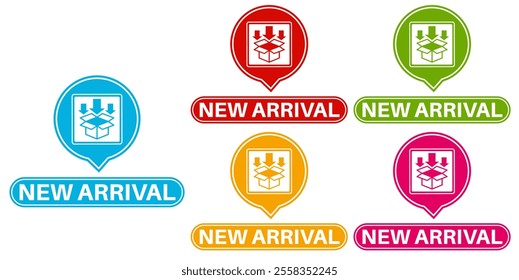 Set new arrival labels. new comer symbol sticker design template Vector illustration