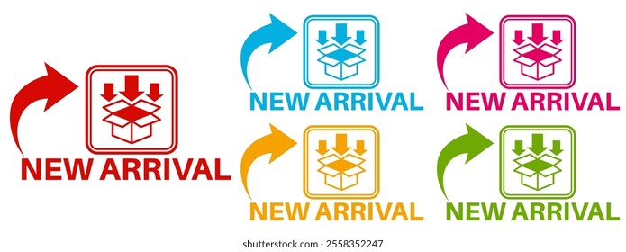 Set new arrival labels. new comer symbol sticker design template Vector illustration