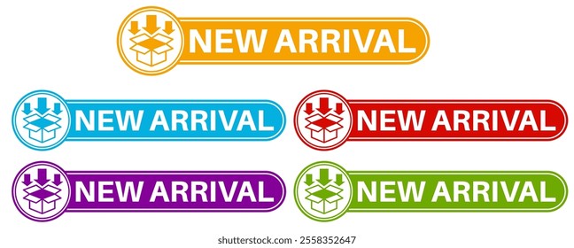 Set new arrival labels. new comer symbol sticker design template Vector illustration