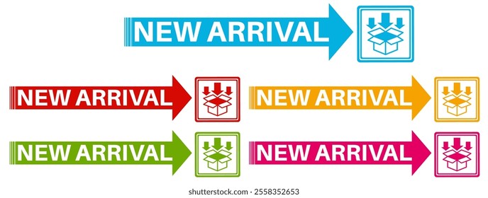 Set new arrival labels. new comer symbol sticker design template Vector illustration