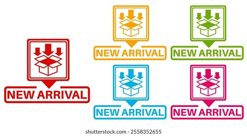 Set new arrival labels. new comer symbol sticker design template Vector illustration