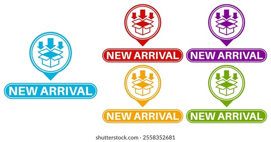 set new arrival sign icon. ne product arrival tag design label banner template vector illustration