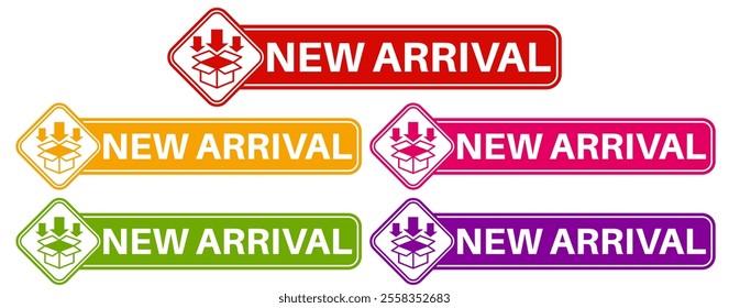 set new arrival sign icon. ne product arrival tag design label banner template vector illustration