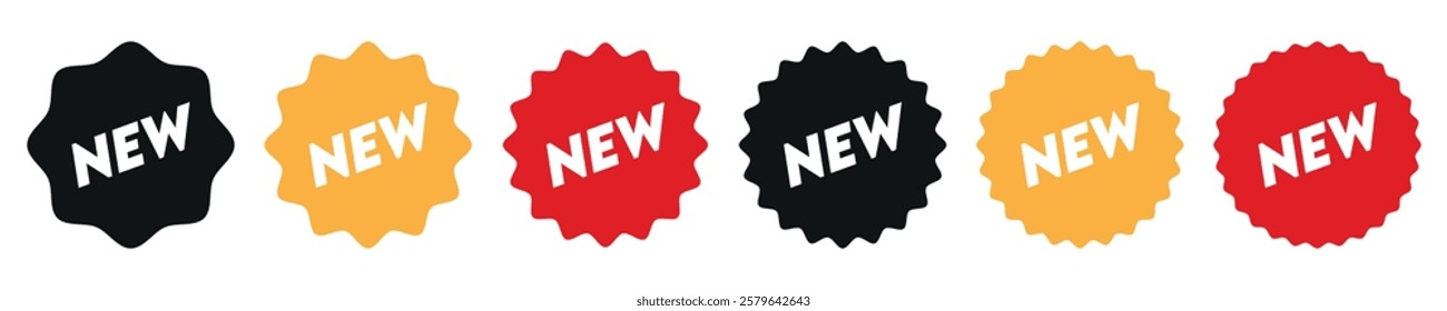 Set of new arrival tag icon set.
