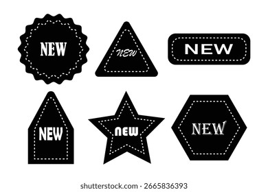 Set des neuen Ankunftsmarkensymbols. "NEU" Label Badge Aufkleber Symbol für Promotionen und Updates. EPS 10
