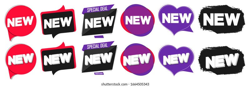 Set New banners design template, promo tags, vector illustration