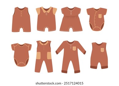 Set of new born baby bodysuit vector
