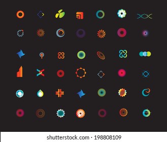 set of new business or company icons on a black background