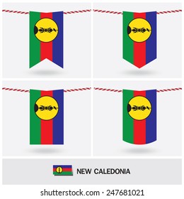 Set of New Caledonia flag. vector illustration 