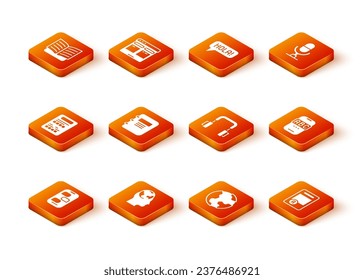 Establecer notificación de mensajes de chat nuevos, Aprender idiomas extranjeros, hoja de exámenes, portátil, globo terrestre, audífonos, con un grado más e icono de estudio en línea extranjero. Vector