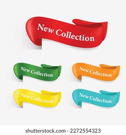 Set of New collection ribbon colorful for website decoration. Ribbon banner label vector design.