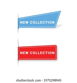 set of new collection tag label badge with shadow