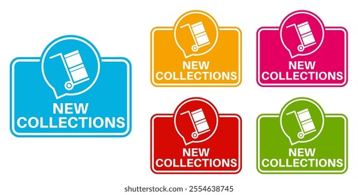 set new collections icon labels. banner sign template design vector illustration