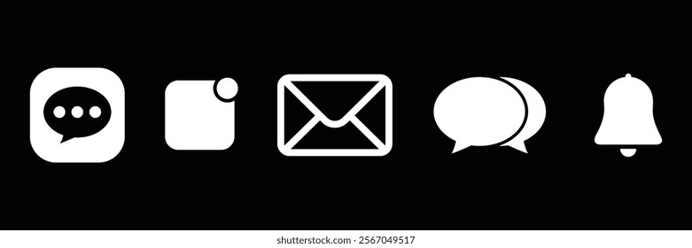 Set of New email message notification icon collection. Alarm alert reminder Notification bell, chat message symbol. Vector Illustration.